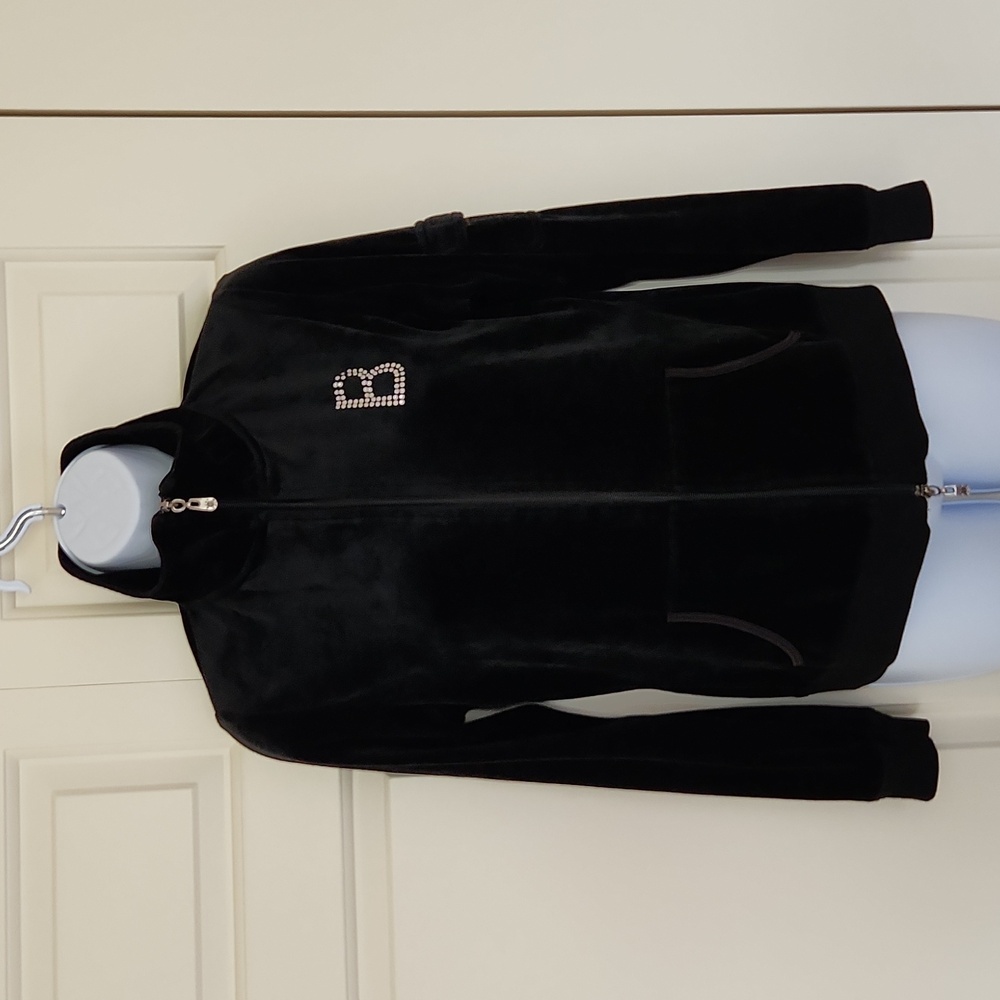 BCBG Black velvet zip up jacket